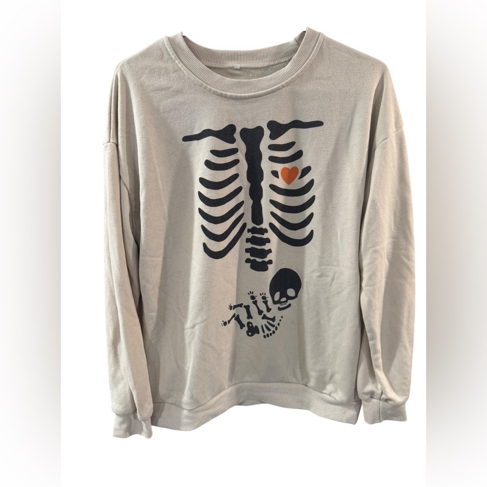 Skeleton Halloween Expecting Mom Graphic Sweatshirt